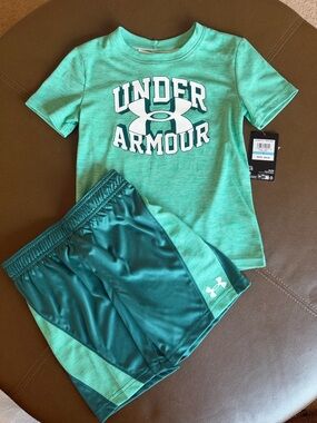 Under Armour Teal & Aqua Athletic Tee and Shorts